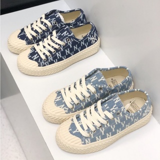 Mlb Giày Vải Canvas Denim Thêu Họa Tiết Phong Cách Retro Cá Tính