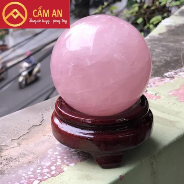 [Sản Phẩm Yêu Thích] Quả cầu đá tự nhiên TA hồng - Tặng Kèm Đế Gỗ