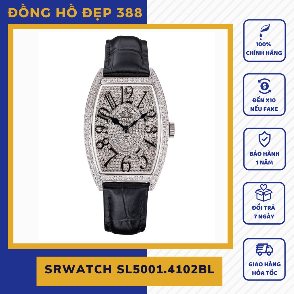 Đồng hồ nữ dây da SRWATCH SL5001.4102BL chính hãng Sapphire chống xước , chống nước