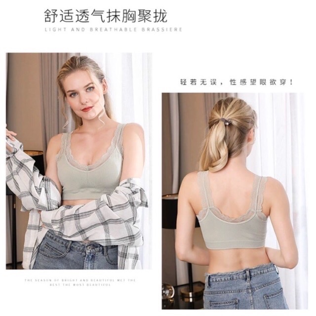Áo Bra,Áo Lót Cotton Len Tăm Chất Đẹp Viền Ren MS09
