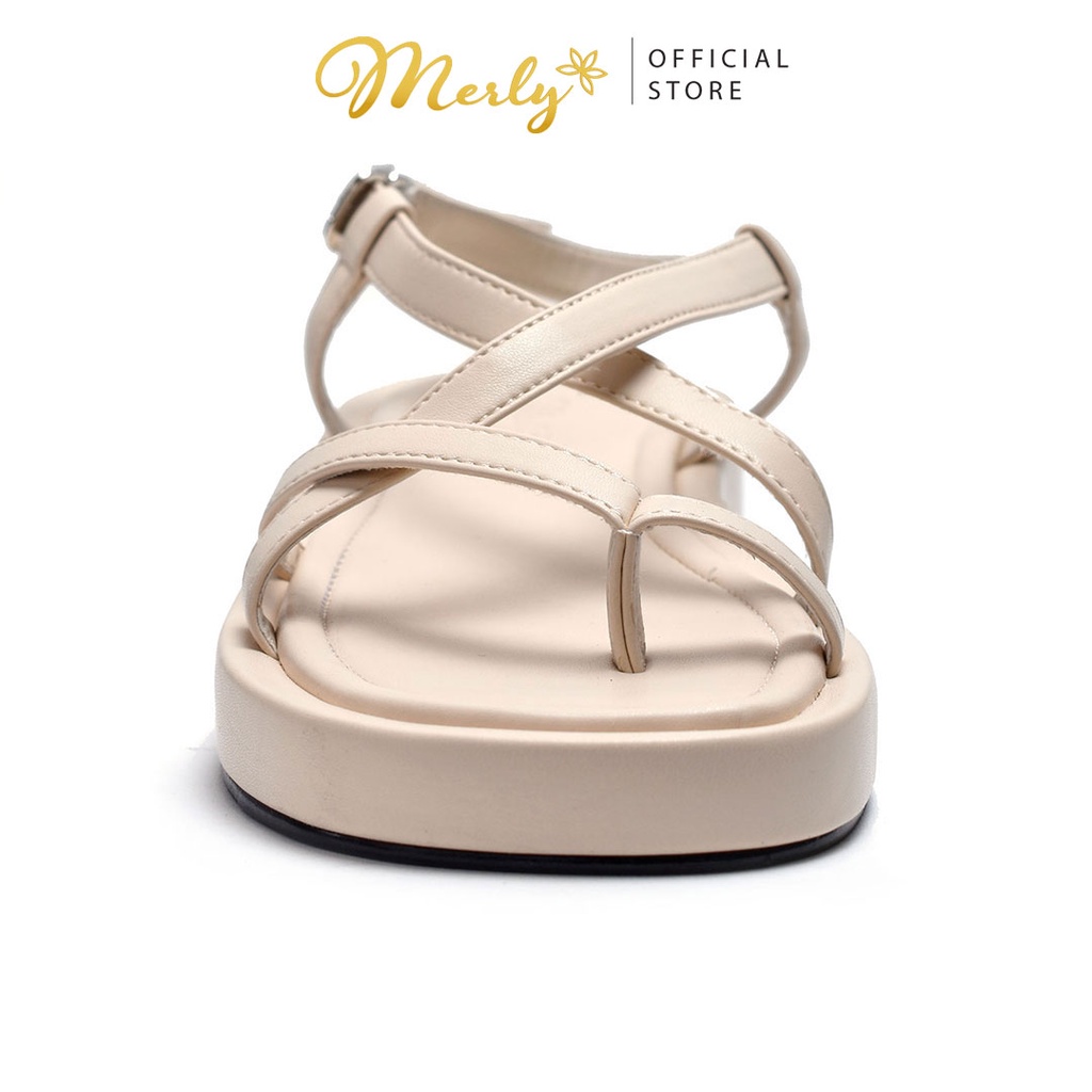 Giày sandal nữ đế bánh mì quai dây mãnh Merly 1468, Giày sandals nữ