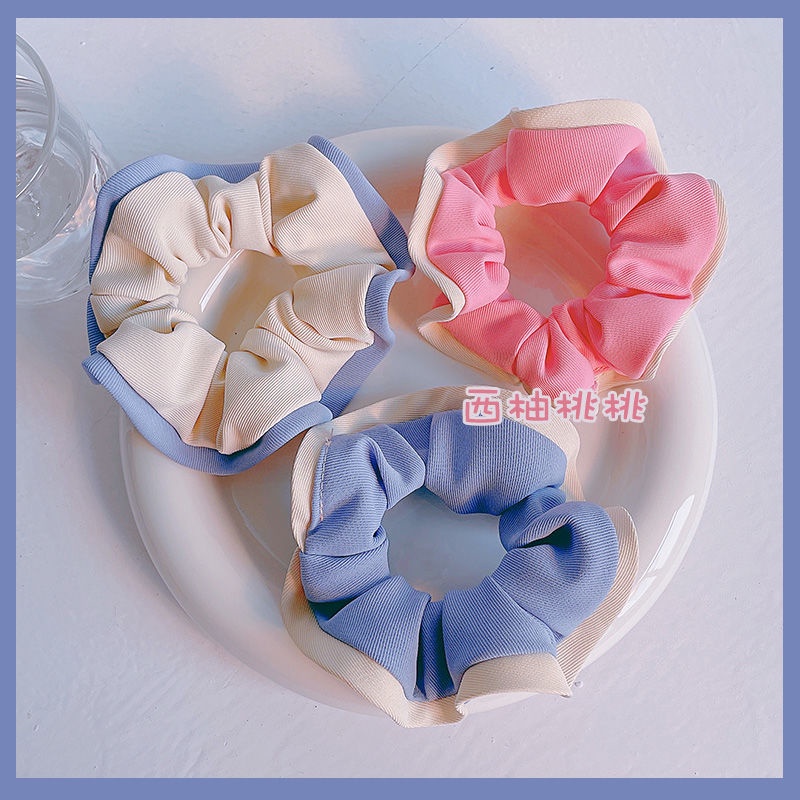 Dây Buộc Tóc Satin Hai Màu In Chữ Phong Cách Hàn Quốc Thời Trang 2022 Dành Cho Nữ