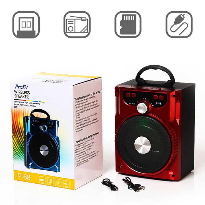 [HÀNG TỐT] Loa Karaoke Bluetooth P88 - Âm Hay, Bass Ấm - BH 6 tháng (Tặng Micro có dây)
