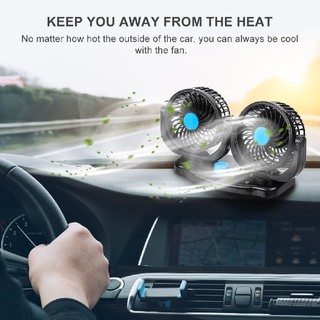 Quạt mini đôi oto 12v