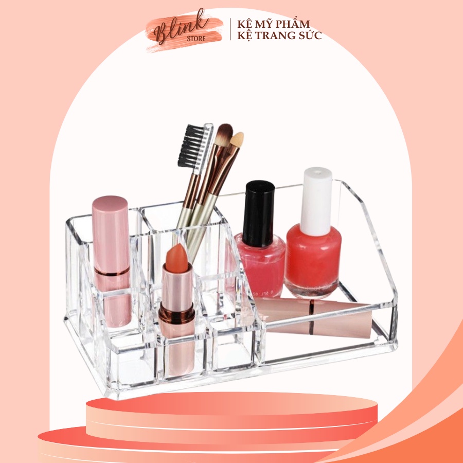 Kệ đựng mỹ phẩm đồ trang điểm để bàn trong suốt đa năng 3 trong 1 chất liệu mica dày dặn - Blink Store