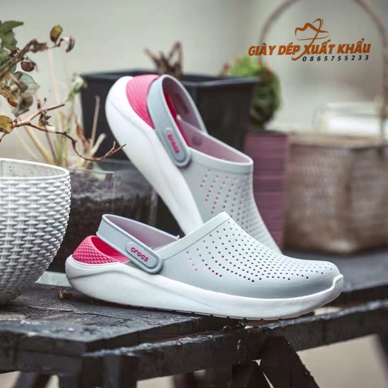 Dép Sục Cross LiteRide Nữ Màu Ghi Hồng Hàng Chuẩn Full Tag, Mac, Hộp Hãng