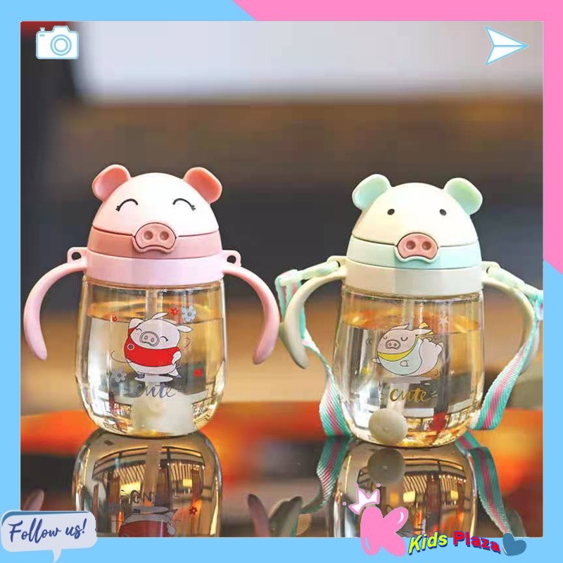Bình tập uống nước cho bé ,bình uống nước cho bé chống sặc cho bé mang đi học hình heo cute A6