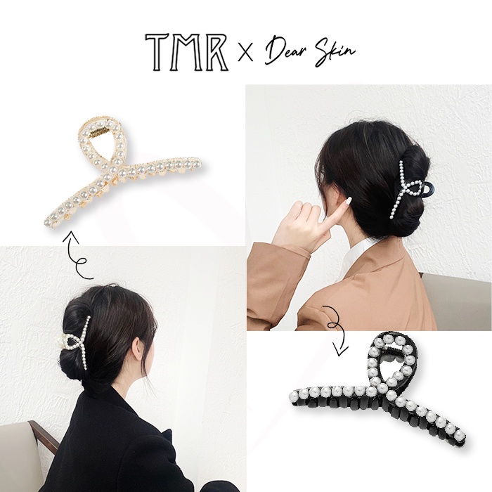 Kẹp tóc càng cua TMR chính hãng, thời trang điệu đà màu đen be