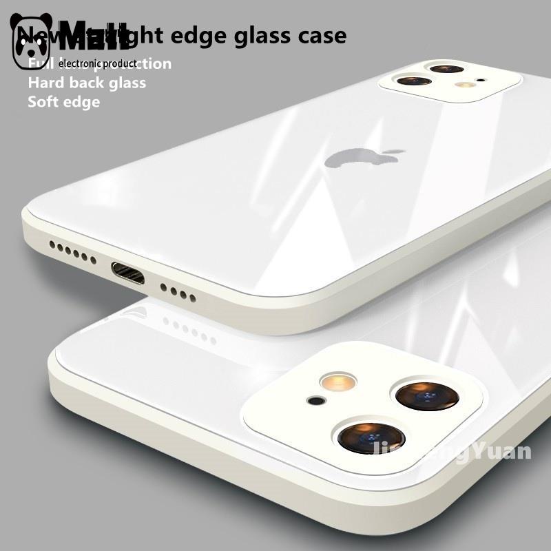 MATT【READY STOCK】Ốp lưng kính cường lực Iphone Ốp lưng silicon lỏng Viền vuông cho iPhone 12 11 Pro Max XR XS Max 7 8 Plus Vỏ bảo vệ máy ảnh Vỏ cứng Ốp viền mềm