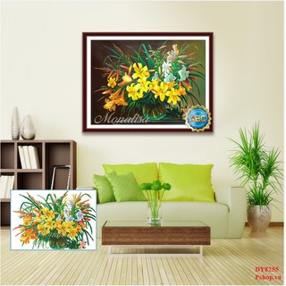 Tranh đính đá Bình hoa Ly khoe sắc - DY8255 (65x50)