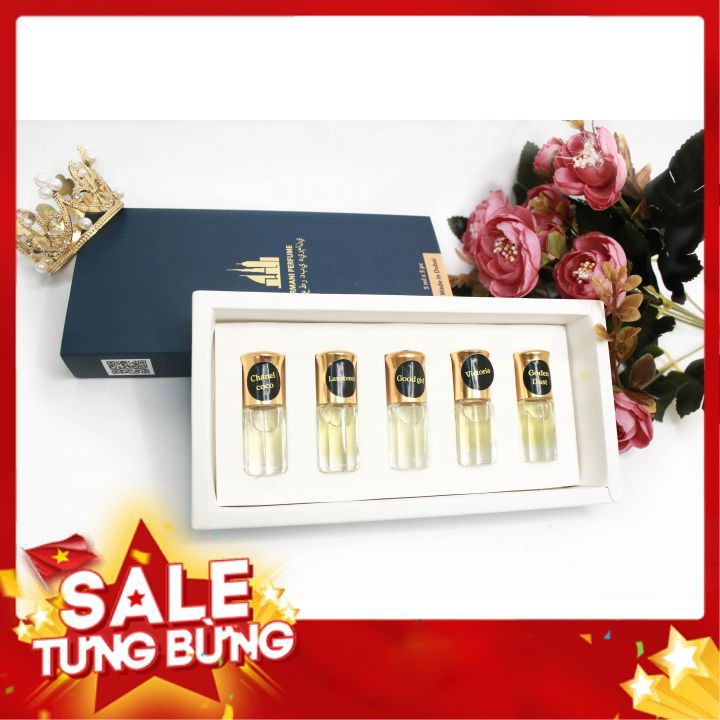 [CHÍNH HÃNG]Tinh Dầu Nước Hoa Dubai ,Set 5 Mùi Nước Hoa Quyến Rũ,Sang Trọng, Đẳng Cấp Cho Cả Nam & Nữ - Combo Set 5 mini