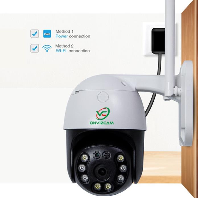 Camera WIFI PTZ ngoài trời Onvizcam HK30 3.0MPX - Xoay 360 độ, đàm thoại, phát hiện chuyển động