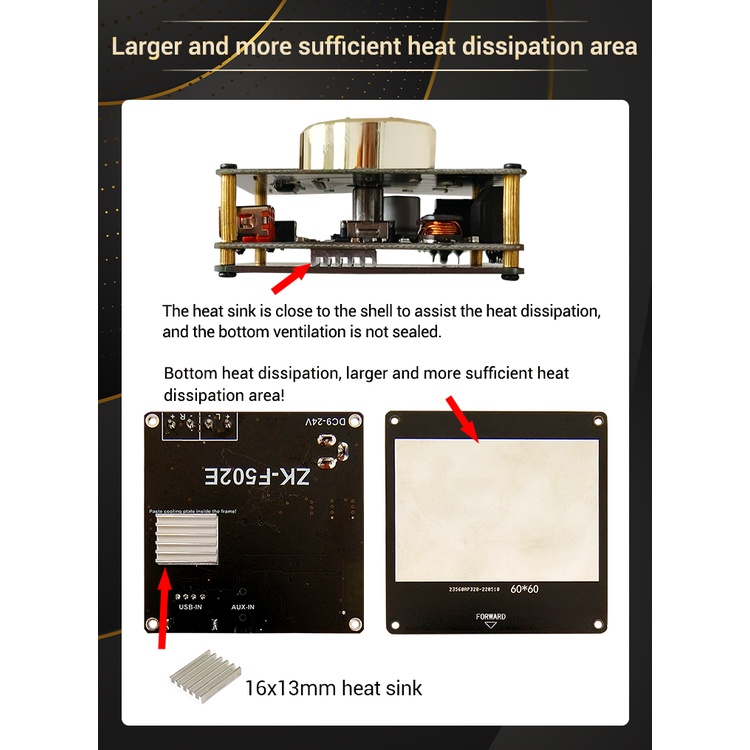 Mô Đun Khuếch Đại Âm Thanh Bluetooth LC 50W+50W ZK-F502E Chuyên Dụng