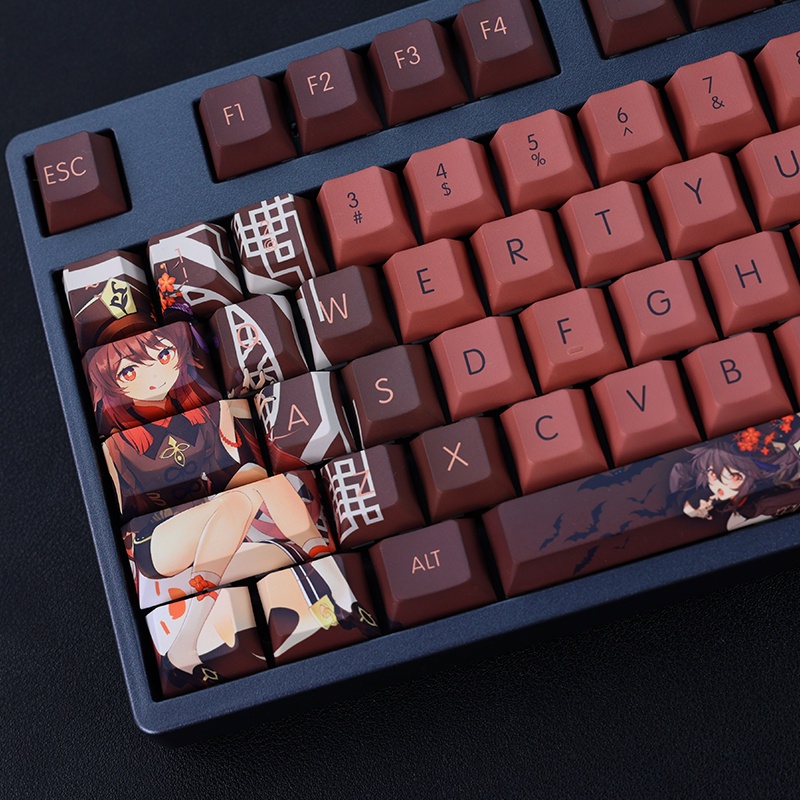 Genshin Impact Hu Tao Keycaps Cherry Profile Anime PBT Dye Sub Bàn phím cơ học Keycap