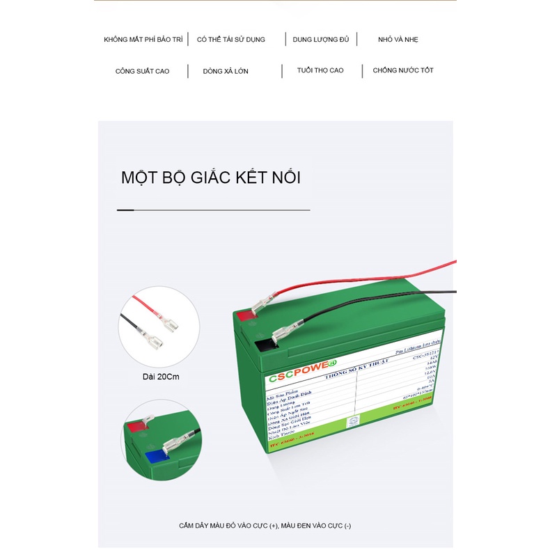 Khối pin 12V10Ah kèm sạc