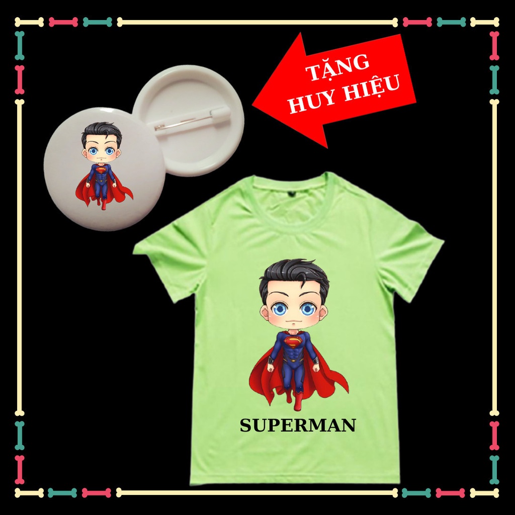 Áo thun trẻ em Siêu Nhân Superman siêu ngầu cho trẻ em-Tặng Huy Hiệu Superman