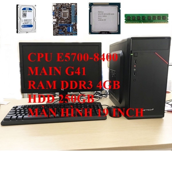 Bộ máy tính văn phòng G41 /4GB /250GB màn hình 17inch/19 inch