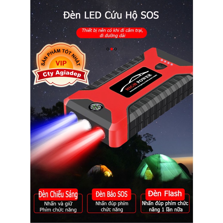 Bộ đề nổ máy oto xe hơi AGD cứu hộ oto thay dây câu kích bình acqui