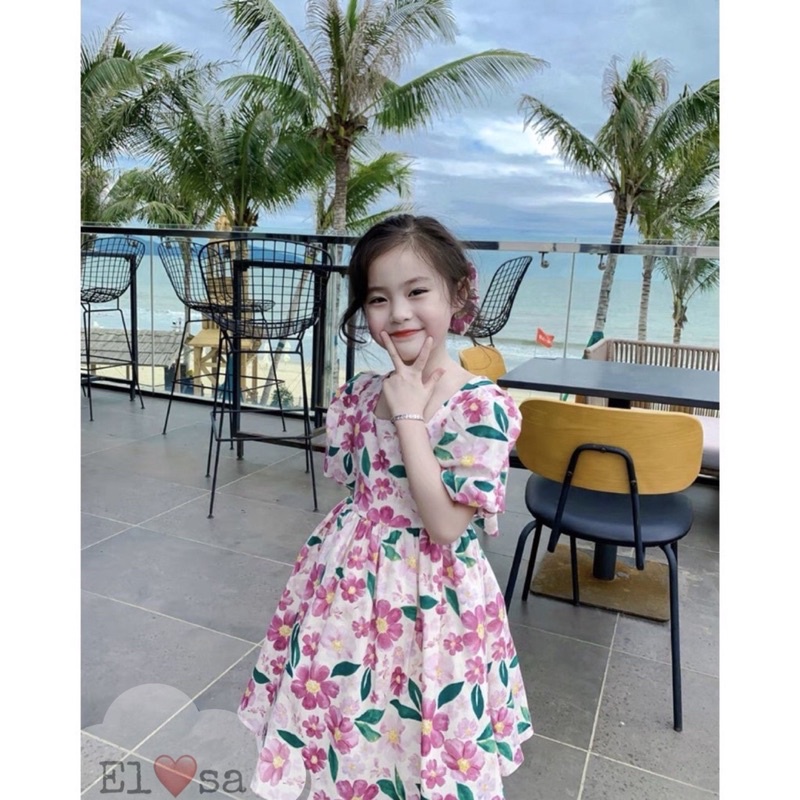 Váy đầm hoa giấy bánh bèo cho bé gái