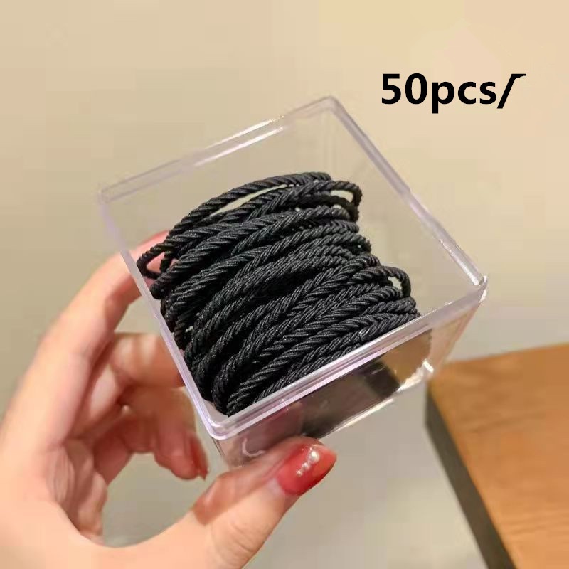 Hộp 50 Dây Cột Tóc Co Giãn Nhiều Màu Sắc Phong Cách Hàn Quốc Cho Nữ