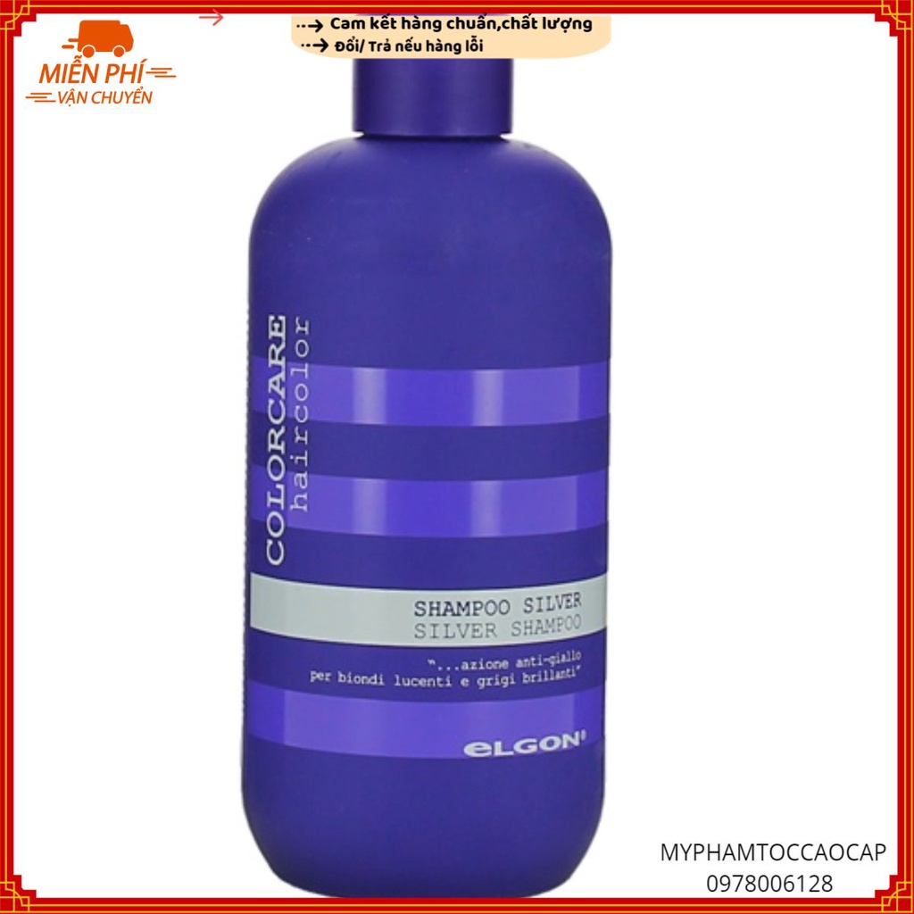 (ELGON_CHÍNH HÃNG) Dầu gội khử vàng dành cho tóc tẩy trắng, tóc bạch kim Silver Shampoo Elgon 300ml