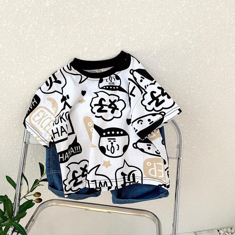 Hàng Mới Về Mới Áo Thun Cotton Ngắn Tay In Chữ Phong Cách Hàn Quốc Dễ Phối Đồ Thời Trang Mùa Hè Cho Bé Trai Và Gái