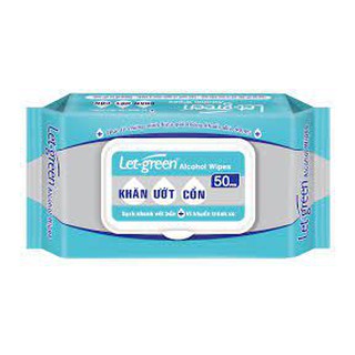 Khăn ướt cồn let-green 50 miếng kháng khuẩn lên đến 99.9%
