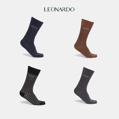 1 Đôi Tất Vớ Nam Dài Thời Trang Leonardo - Sợi Cotton Co Giản Bền Bỉ
