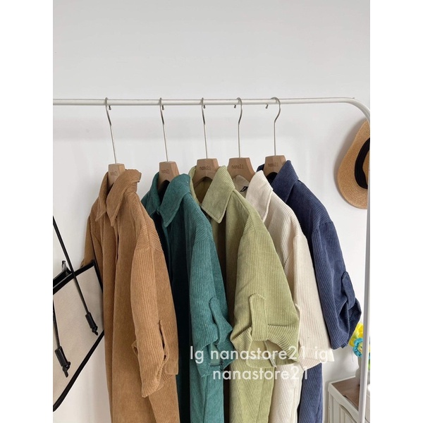 Váy sơ mi nhung cộc tay Nana21 Nana21store