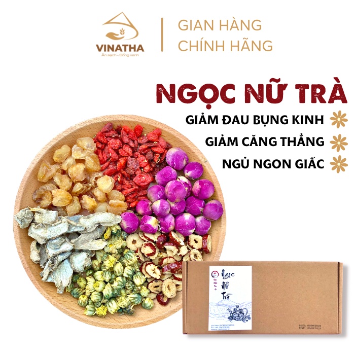 Ngọc Nữ Trà - Trà Hoa Thảo Mộc Làm Ấm Người, Giảm Đau Bụng Kinh, Cải Thiện Giấc Ngủ Bếp Bình Yên - 150gram