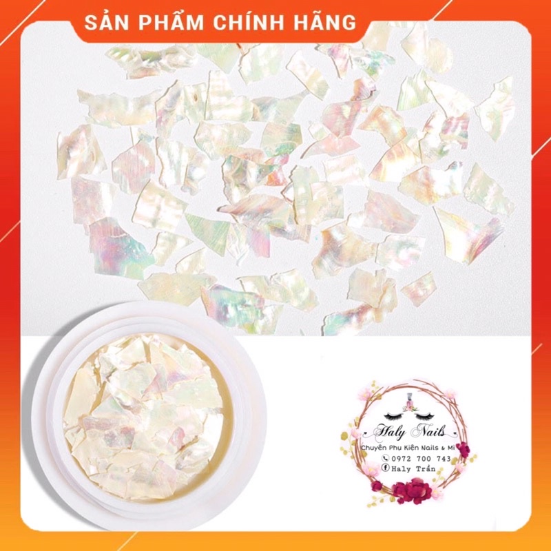 Phụ kiện Xà cừ trắng siêu mỏng trang trí nail hủ 10g