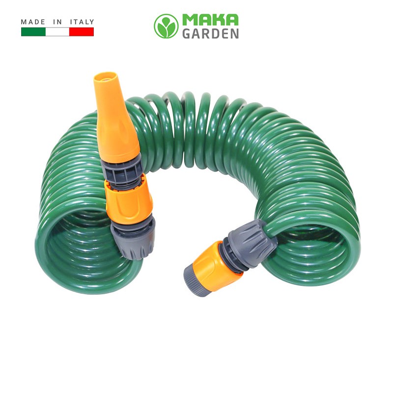 Bộ Vòi Tưới Cây Dây Xoắn 10 Mét GF7204,  thương hiệu GF- Ý, chiều dài 10m, dây xoắn co giãn, vòi tưới 2 kiểu phun