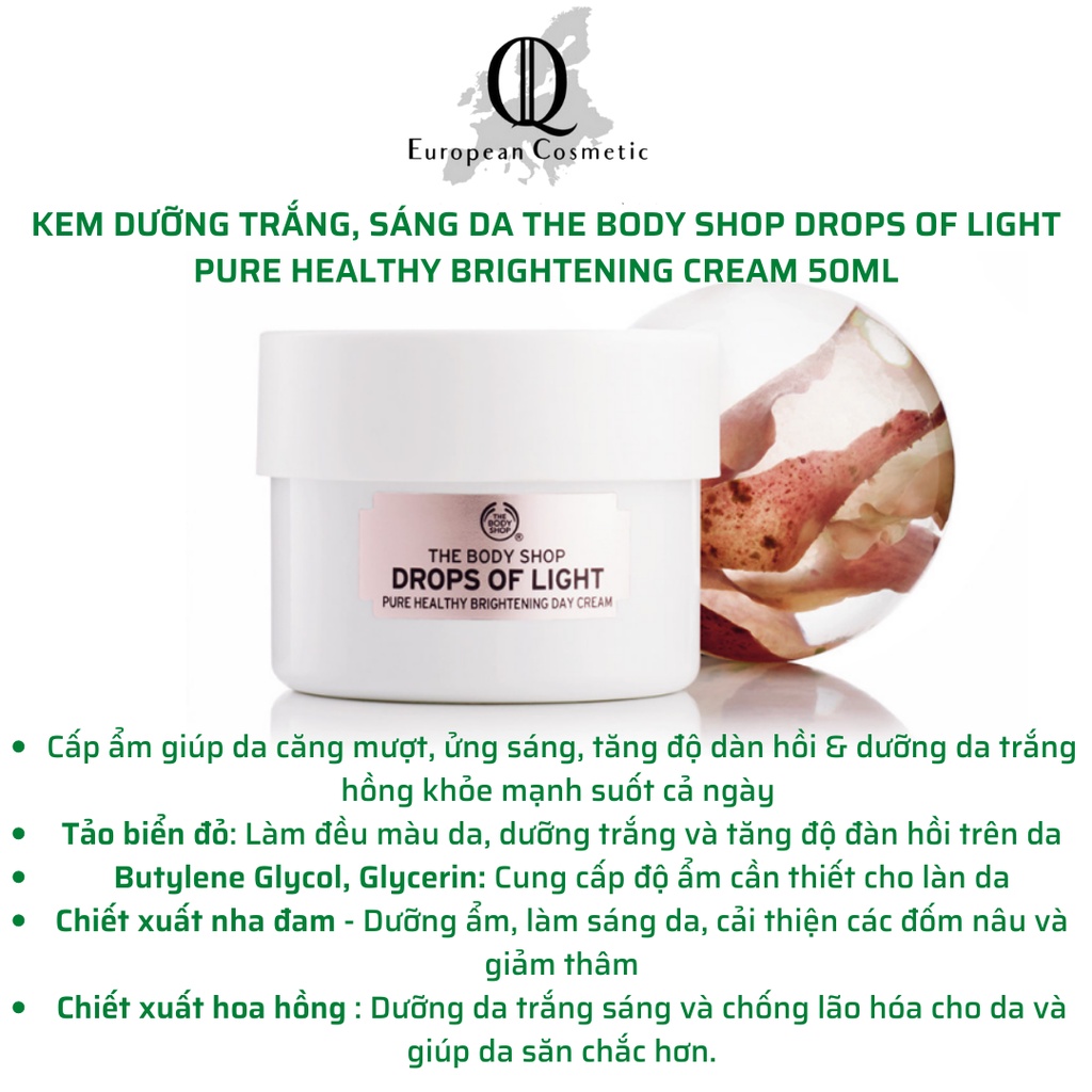 Kem dưỡng trắng sáng da the body shop drops of light 50ml