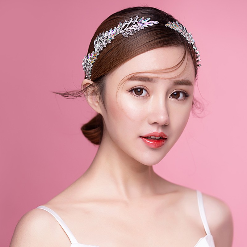 YADORNOS Băng đô cài tóc hình lá đính đá lấp lánh phong cách thời trang Hàn Quốc