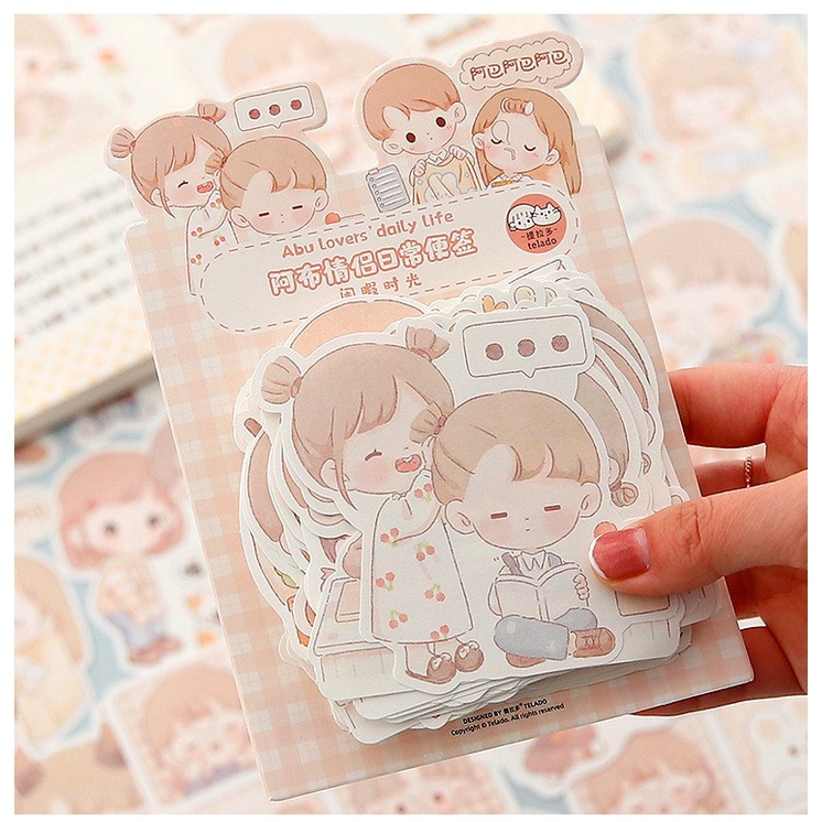 Giấy note ghi chú 100 tờ họa tiết Telado COUPLE dễ thương, Giấy nhắn văn phòng tiện lợi, Set 100 miếng note không keo