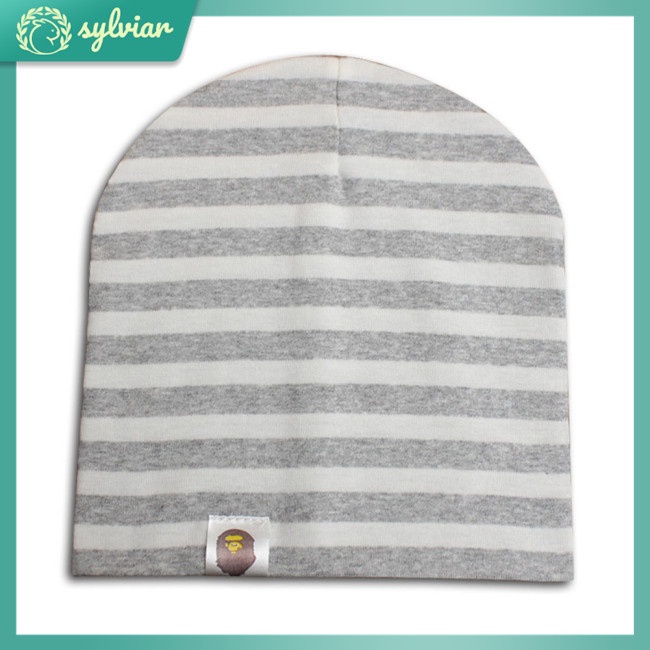 Mũ Beanie Cotton Dệt Kim Kẻ Sọc 3 Tuổi Thời Trang Xuân Thu Cho Bé