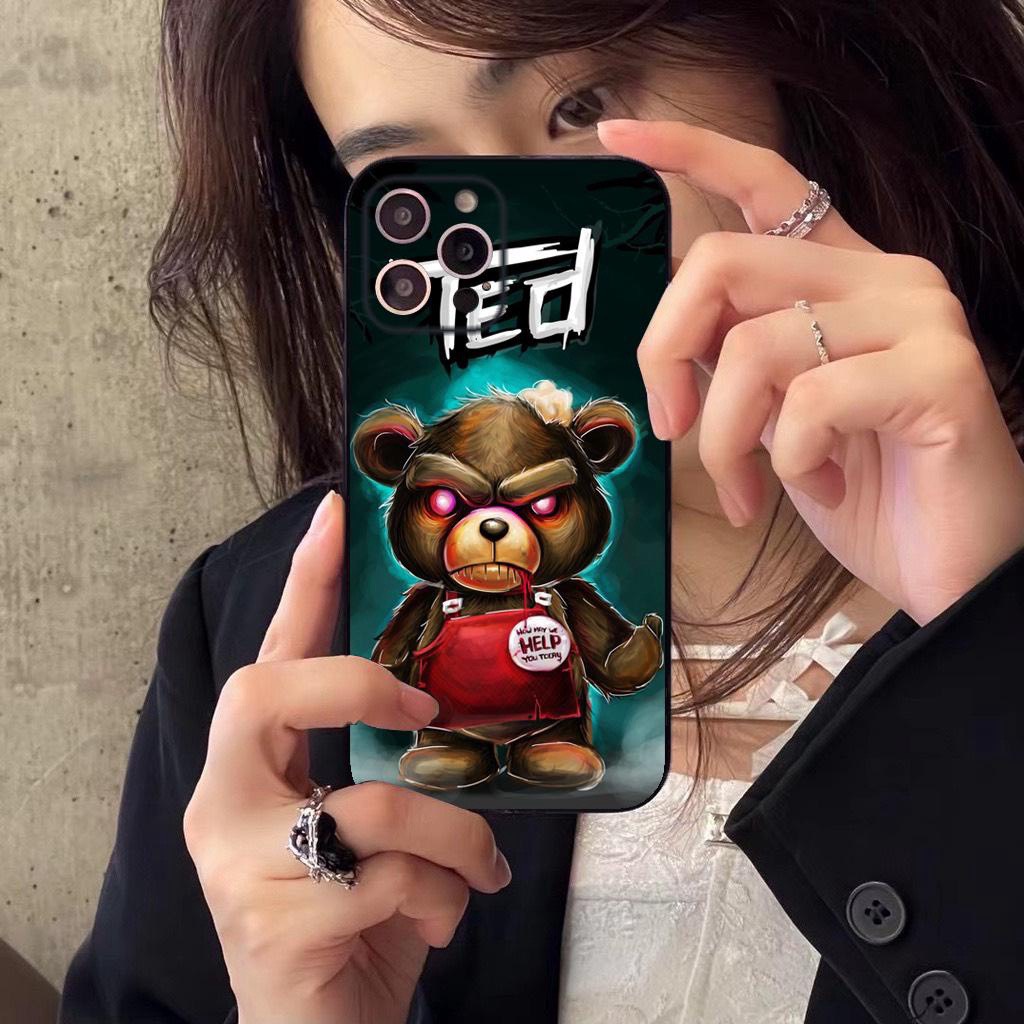 Ốp lưng iphone hình gấu kinh dị hoạt hình G42 dẻo cạnh vuông bảo vệ camera 7plus/8plus/x/xs/xsmax/11/12/13/14/pro/promax