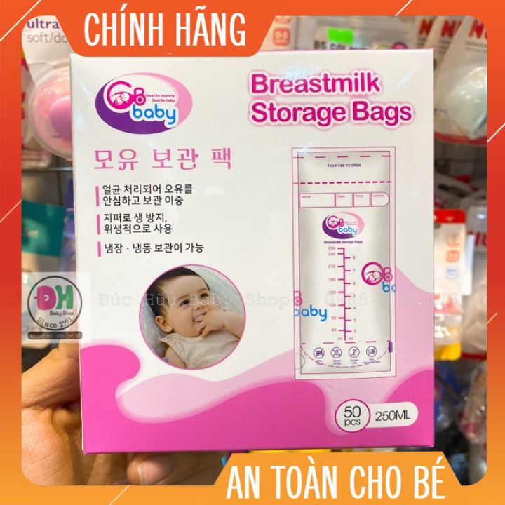 TÚI TRỮ SỮA ❤️ Mẫu Mới ❤️ Túi Trữ Sữa GB- Baby 250ml( 50c) Hàn Quốc