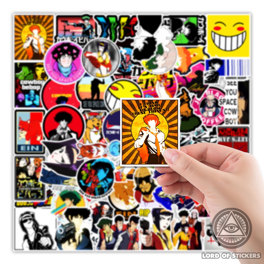 Set 50 Miếng Dán Cowboy Bebop Sticker Hoạt Hình Anime Manga Chống Thấm Nước Trang Trí Mũ Bảo Hiểm, Ván Trượt, Laptop, Sổ