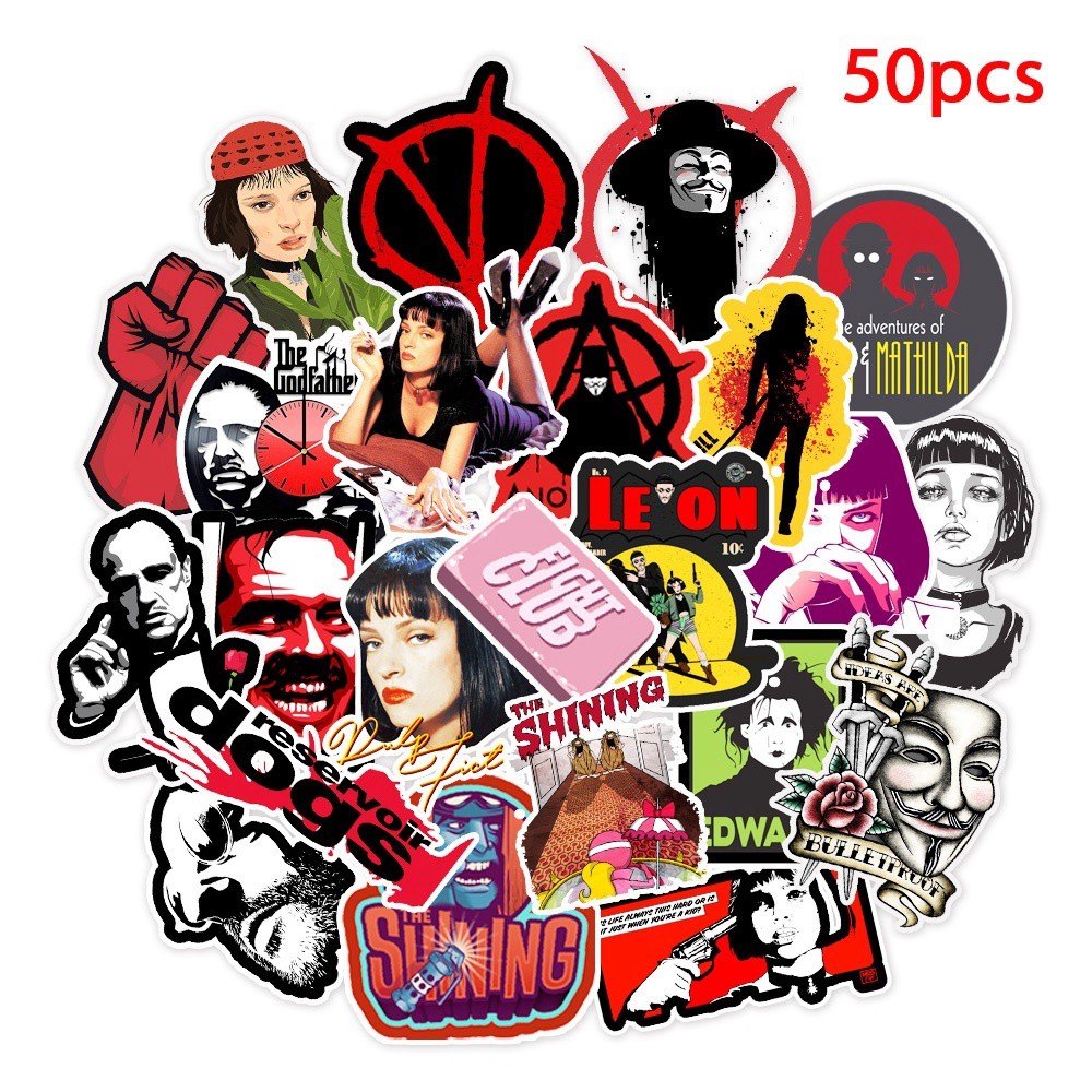 Set 50 Miếng Dán Trang Trí Phong Cách Phim Pulp Fiction