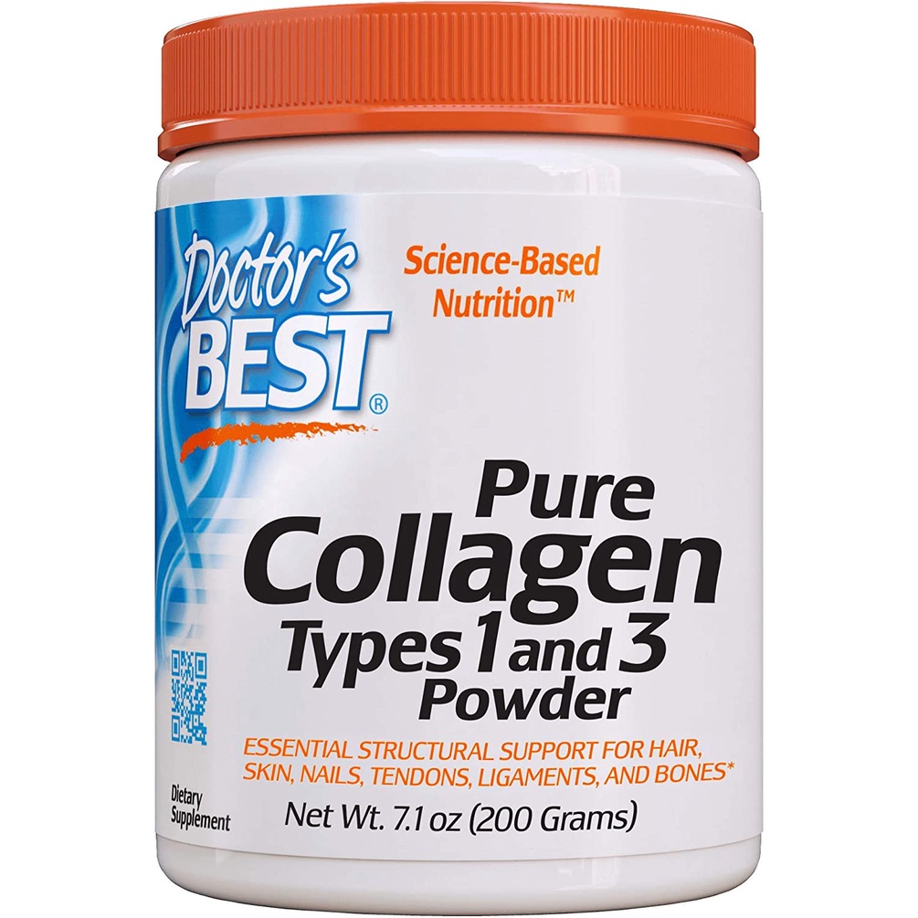 Doctor's Best Pure Collagen Types 1 and 3 Powder 200g - Bột Collagen hỗ trợ da, tóc móng, gân, khớp, sụn, xương