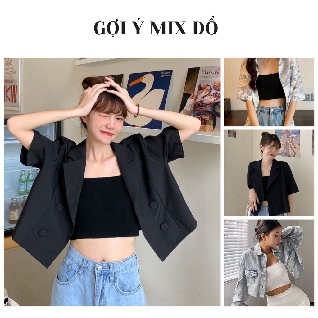 Áo ống croptop nữ Luala kiểu ôm sexy chất thun cotton, quây ngang màu trơn mặc trong vest/sơmi, quay thun ngực đơn giản