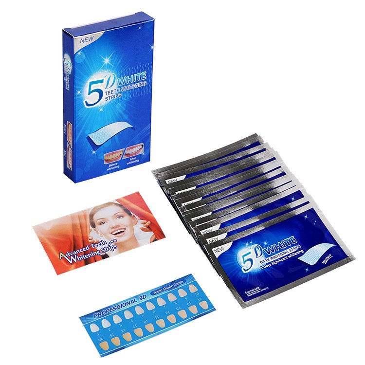 Miếng dán trắng răng tiện lợi 5D White Teeth Whitening Strips - Miếng dán trắng răng an toàn - không bào mòn