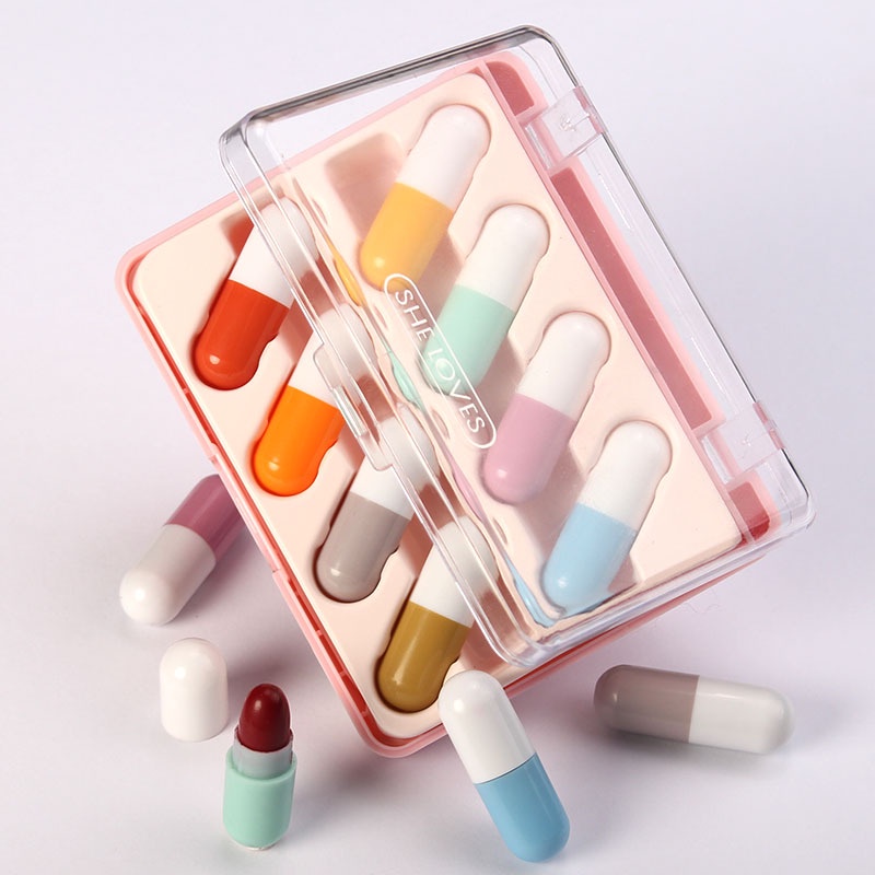 Set 8 son môi lâu trôi thiết kế hình viên thuốc độc đáo | BigBuy360 - bigbuy360.vn