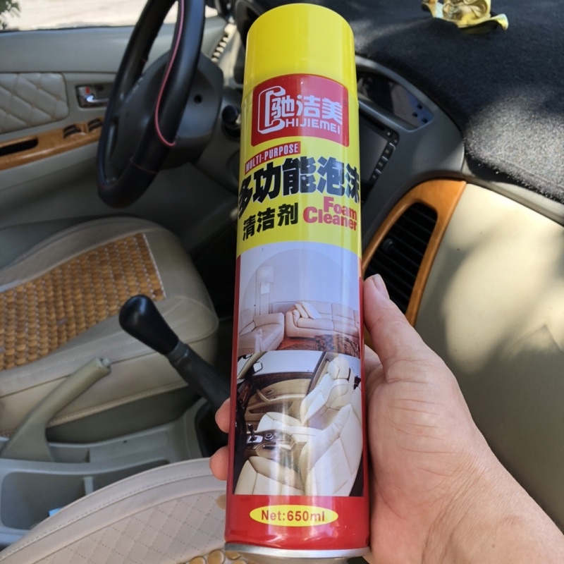 Chai xịt bọt vệ sinh đa năng nội thất, ghế da, trần nỉ ô tô Chijiemei / CAMEL/ Foam Cleaner/ Multi- Purpose (650ml)