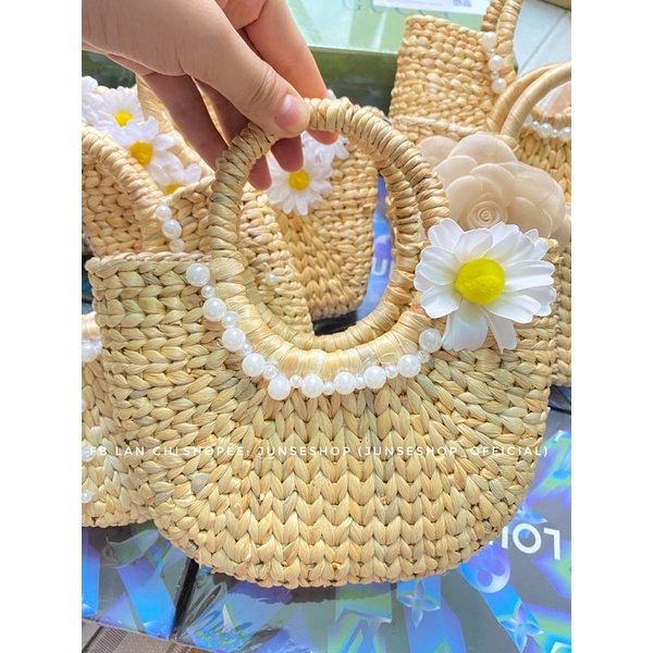 Túi xách cói đi biển, làn cói thời trang đa dạng xinh xỉu