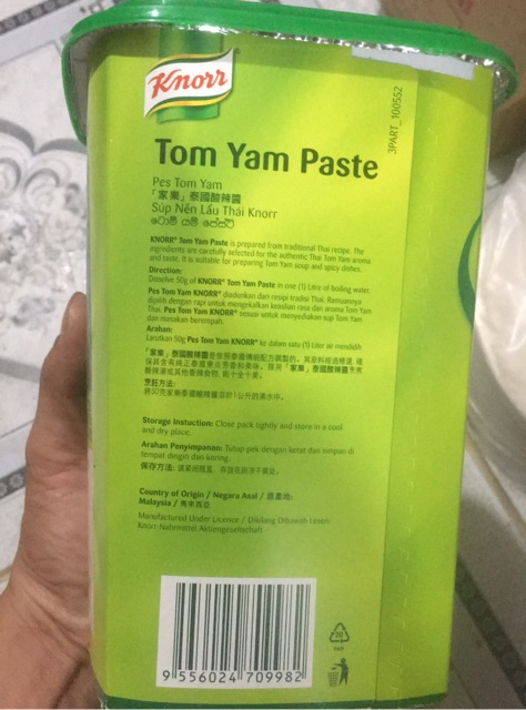 Súp nền lẩu thái Knorr Tom Yam Paste hũ 1,5kg