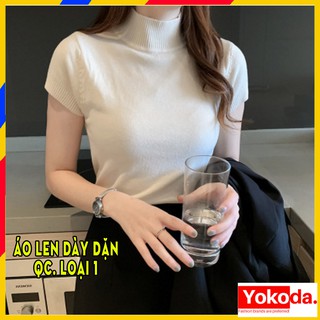 [FREESHIP] Áo Len Nữ Cổ 3 Phân Cộc Tay Quảng Châu ✅ Áo Giữ Nhiệt Chất Len Gân  Dày Dặn - QA54