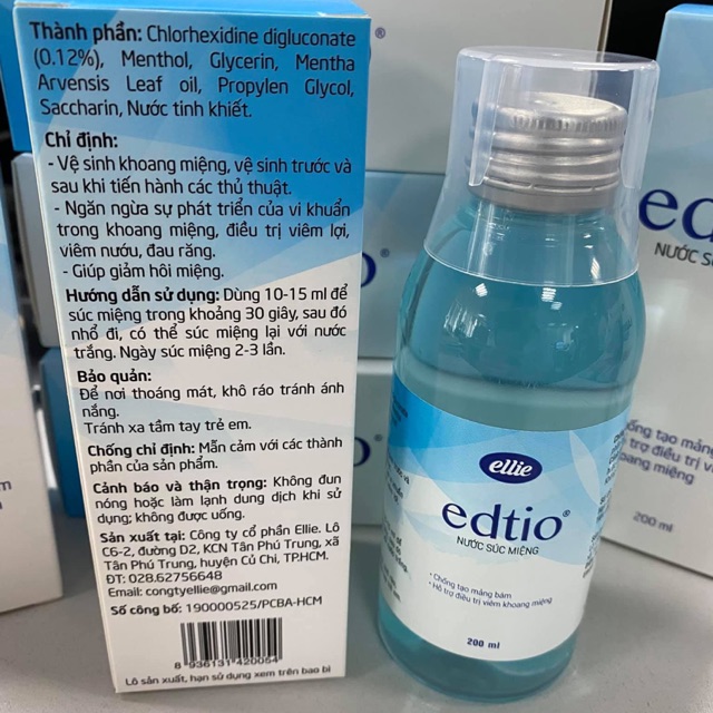 NƯỚC SÚC MIỆNG KHỬ KHUẨN EDTIO