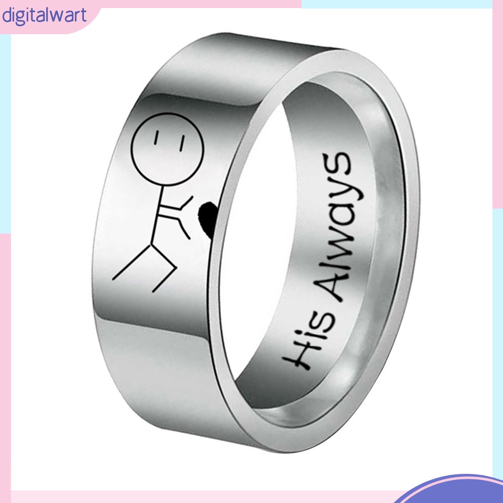 Nhẫn thép không gỉ khắc chữ Her Forever His Always cho cặp đôi